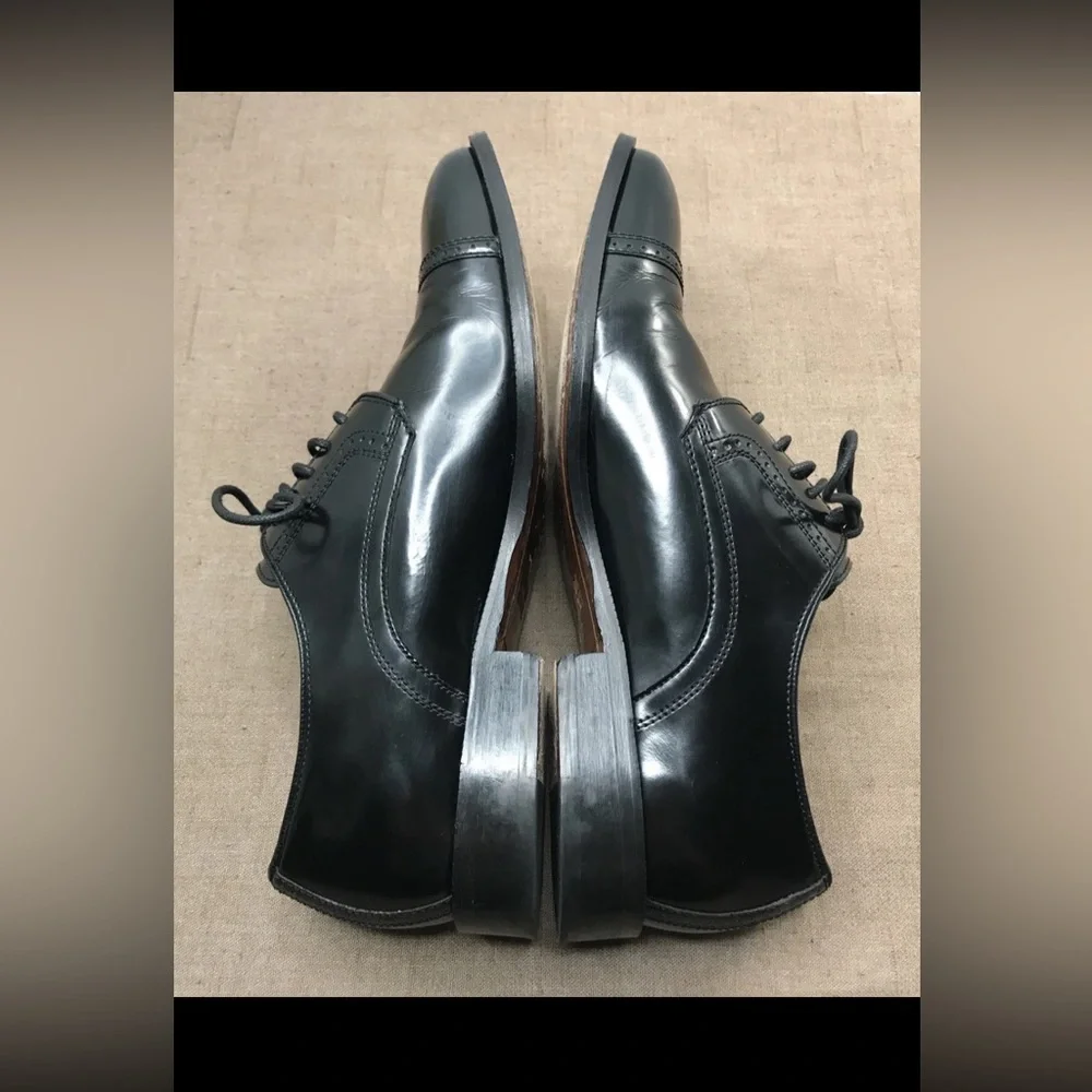 Johnston & Murphy Bradford Cap Toe $150 Men's Black Leather Dress Shoes Size 9D